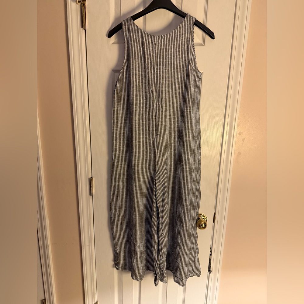 Max Studio Pinstripe Jumpsuit in Gray - Picture 2 of 4